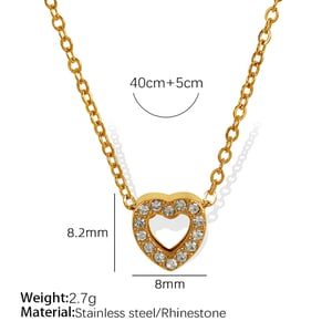 1 piece simple series simple geometric stainless steel  gold plated rhinestone women pendant necklaces h5